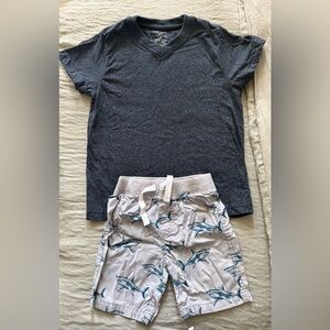 Kids Shark Print Gray Shorts and tshirt